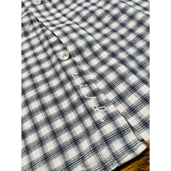 Travis Mathew Mens Size XL White Grey Black Plaid Button Down Short Sleeve Shirt - Picture 7 of 12